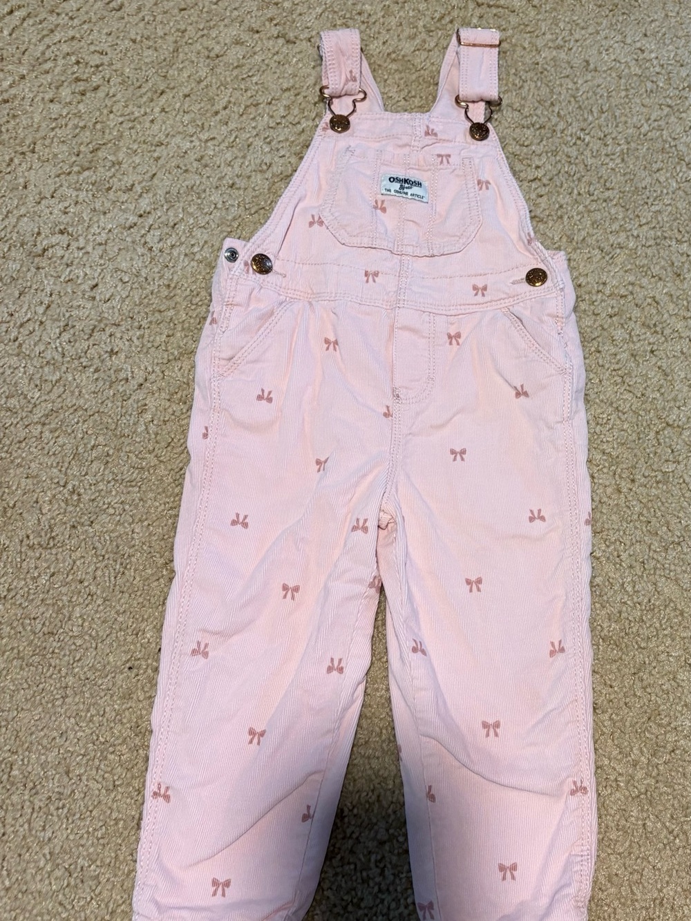 OshKosh B'gosh Light Pink Overall Pants with Bow Print